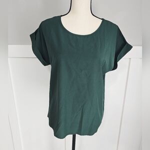 Shein Women’s Dark Green Short Sleeve Scoop Neck Top Sz S